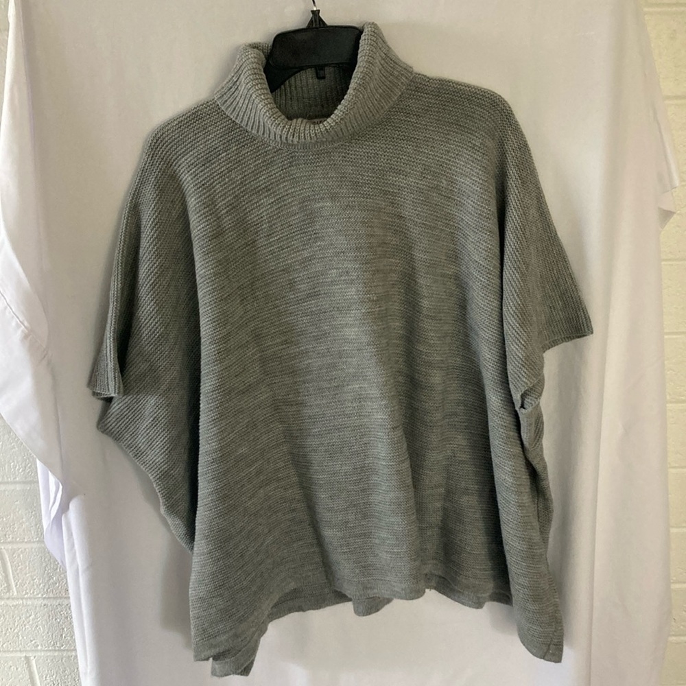 Sweater Poncho with Polo Neck Size M